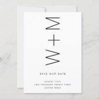 THIN MODERN MONOGRAM NAMES SAVE THE DATE