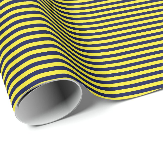 Thin Navy Blue and Yellow Stripes Wrapping Paper (Roll Corner)