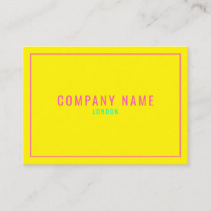 Thin neon pink border, yellow business card