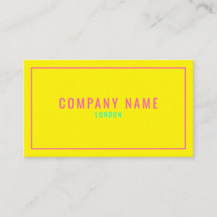 Thin neon pink border, yellow business card