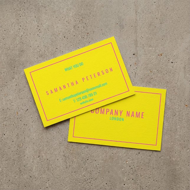 Thin neon pink border, yellow business card (Thin neon pink border, yellow business card.)