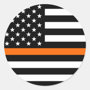 Thin Orange Line American Flag Classic Round Sticker