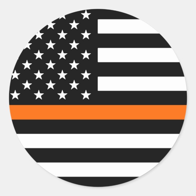 Thin Orange Line American Flag Classic Round Sticker (Front)