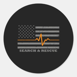 Thin Orange Line Flag Search And Rescue Classic Round Sticker