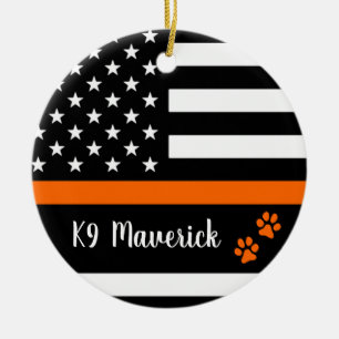 Thin Orange Line - Search & Rescue - SARS K9 Dog  Ceramic Tree Decoration