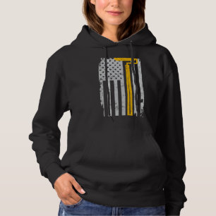 Thin Paint roller Painter Distressed American flag Hoodie