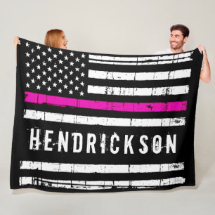 Thin Pink Line Flag Personalised Nurse Fleece Blanket