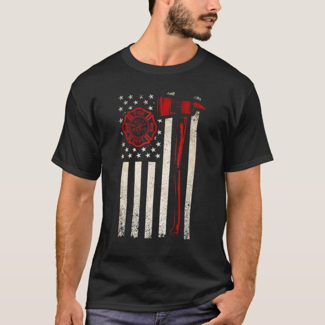 Thin Red Axe American Flag Patriot Firefighter  1 T-Shirt (Front)
