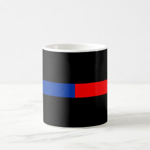 thin red blue line police law coffee mug