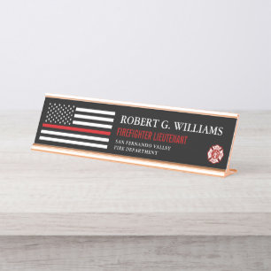 Thin Red Line American Flag Customised Desk Name Plate