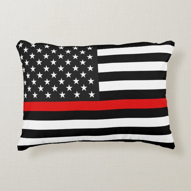 Thin Red Line American Flag Decorative Cushion (Front)
