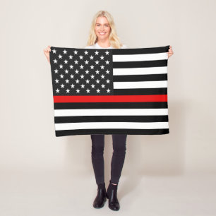 Thin Red Line American Flag Fleece Blanket