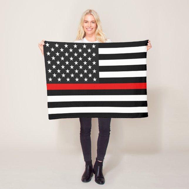 Thin Red Line American Flag Fleece Blanket (In Situ)