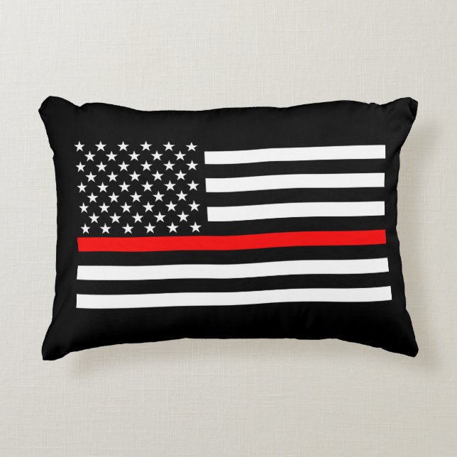 Thin Red Line American Flag Graphic Decor Decorative Cushion (Front)