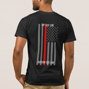 Thin Red Line American Flag graphic with text T-Shirt
