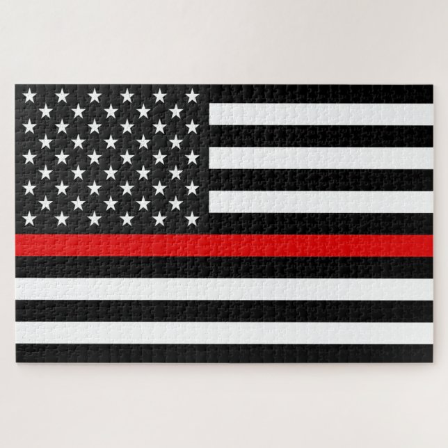 Thin Red Line American Flag Jigsaw Puzzle (Horizontal)