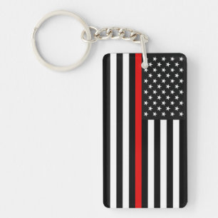 Thin Red Line American Flag Key Ring