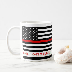 Thin Red Line American Flag Name Template Coffee Mug