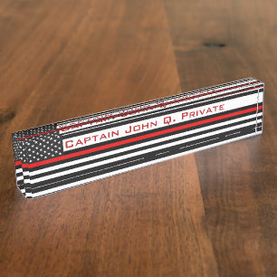 Thin Red Line American Flag Nameplate
