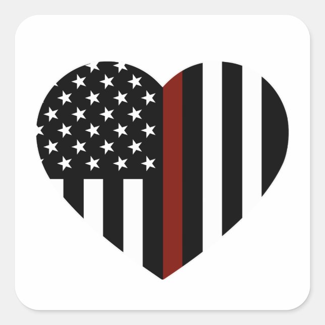 Thin Red Line American Flag Square Sticker (Front)