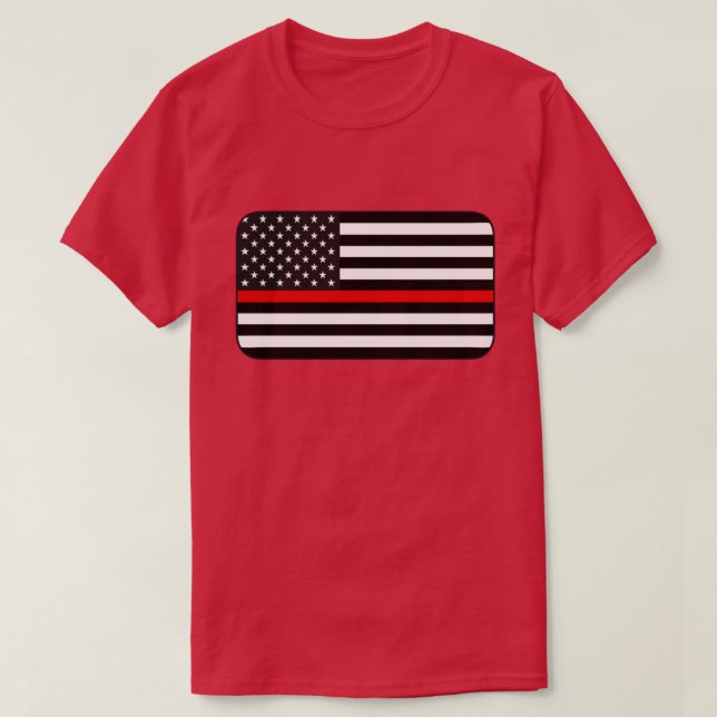 Thin Red Line American Flag T-Shirt (Design Front)
