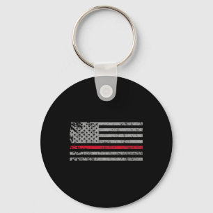 Thin Red Line American Usa Flag Fireman Support Fi Key Ring