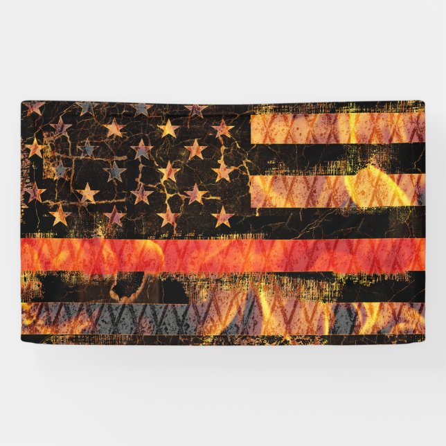 Thin Red Line and Flames Banner (Horizontal)