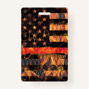 Thin Red Line and Flames ID Badge