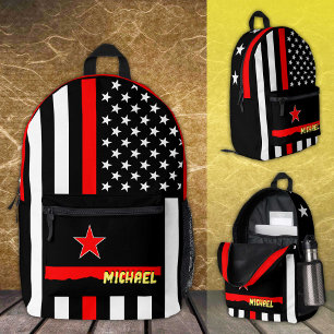 Thin Red Line bag, American Flag fireman / USA Printed Backpack