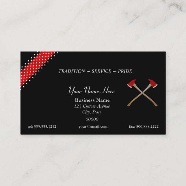 Thin Red Line Crossed Fire Axes Business Card (Front)