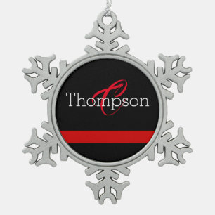 Thin Red Line Custome Monogram Christmas Ornament