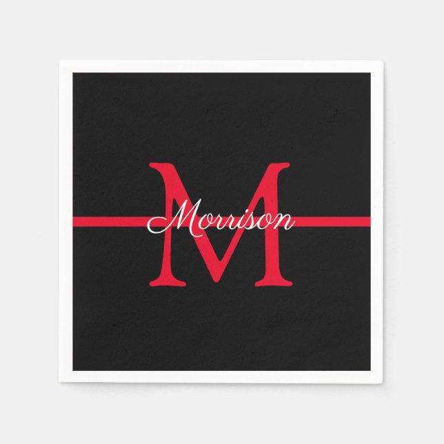 Thin Red Line Fire Fighter Retirement Monogram Napkin (Front)