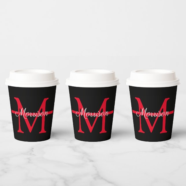 Thin Red Line Fire Fighter Retirement Monogram Paper Cups (Multi)
