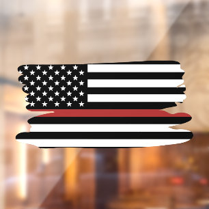 Thin Red Line Firefighter America Flag Fire Rescue Window Cling