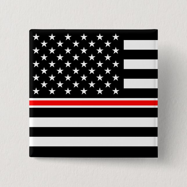 Thin Red Line Firefighter American Flag 15 Cm Square Badge (Front)
