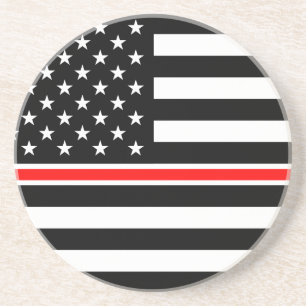 Thin Red Line Firefighter American Flag Coaster