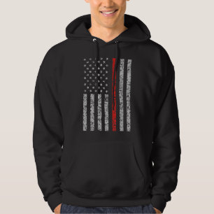 Thin Red Line  Firefighter American Flag   Hoodie