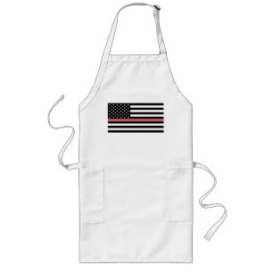 Thin Red Line Firefighter American Flag Long Apron