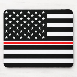 Thin Red Line Firefighter American Flag Mouse Mat