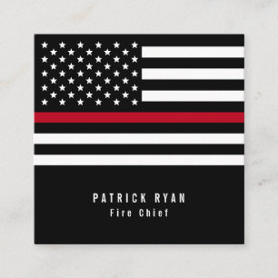 Thin Red Line Firefighter American Flag Square Business Card