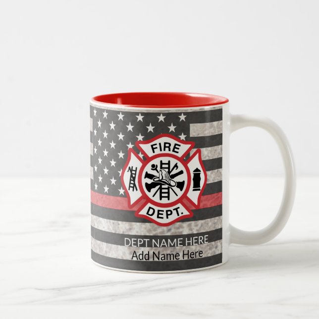 Thin Red Line, Firefighter Coffee Mug, Fireman Two-Tone Coffee Mug (Right)