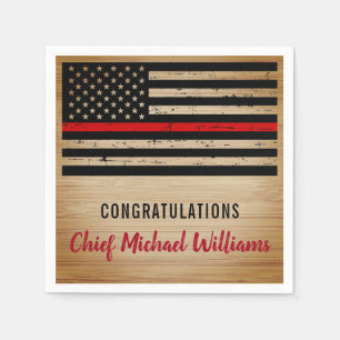 Thin Red Line Firefighter Fireman Retirement Napkin