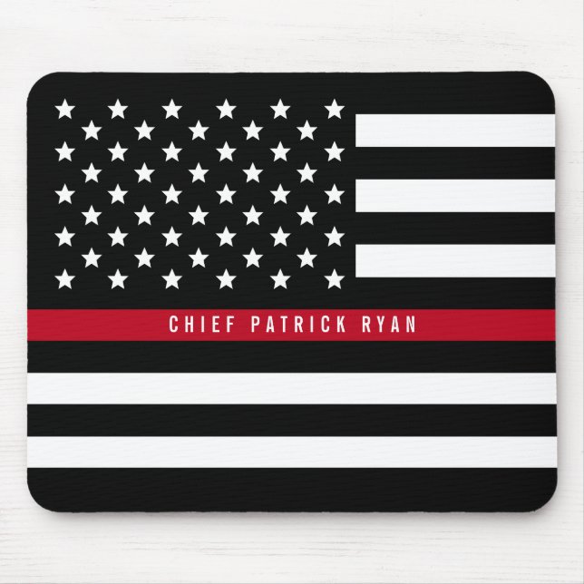 Thin Red Line Firefighter Flag Add Name Mouse Mat (Front)