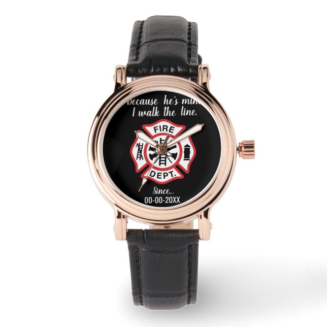 Thin Red Line Firefighter Flag for Fireman Wives Watch (Front)