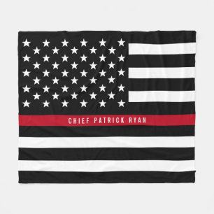 Thin Red Line Firefighter Flag Monogram Med. Fleece Blanket