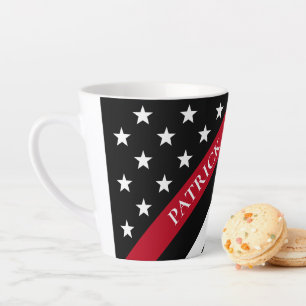 Thin Red Line Firefighter Flag Monogram Name Latte Mug