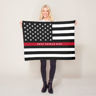 Thin Red Line Firefighter Flag Monogram Small Fleece Blanket