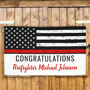 Thin Red Line Firefighter Graduation Party  Banner