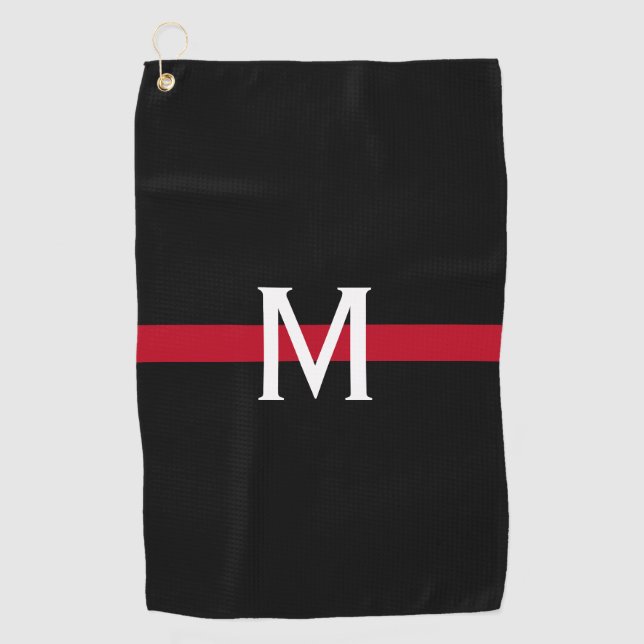 Thin Red Line Firefighter Monogrammed Golf Towel (Front)