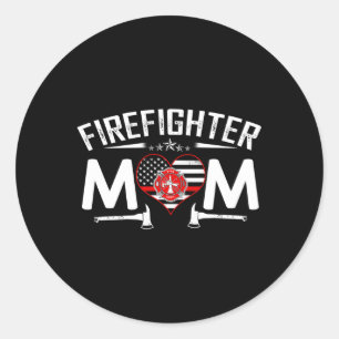 Thin Red Line Firefighter Mum Proud Moms Mother'S  Classic Round Sticker